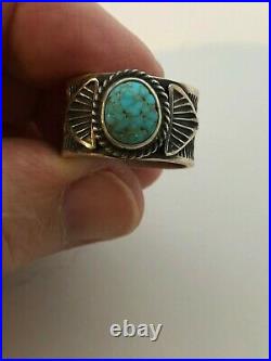 Sunshine Reeves Sterling Silver Navajo Ring Handmade Rare Kingman Turquoise sz 8