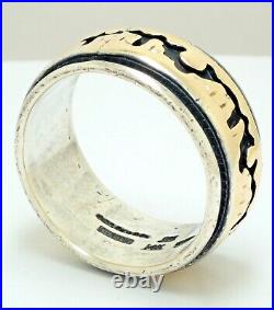 Sz 9 Rare Vintage Native American Navajo 14K Gold & Silver StoryTeller Ring Band