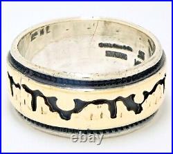 Sz 9 Rare Vintage Native American Navajo 14K Gold & Silver StoryTeller Ring Band