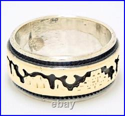 Sz 9 Rare Vintage Native American Navajo 14K Gold & Silver StoryTeller Ring Band