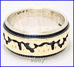 Sz 9 Rare Vintage Native American Navajo 14K Gold & Silver StoryTeller Ring Band