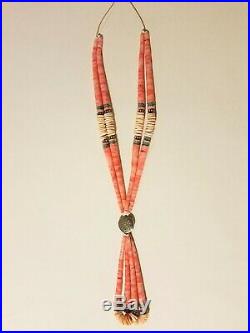 Traditional 2 Strand Navajo Pawn Heishi 16 Jacla Necklace RARE PINK