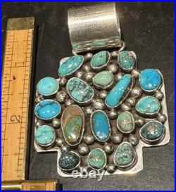 Truly Lovely Rare Ella Peter Navajo Vintage Natural Turquoise & Sterling Pendant