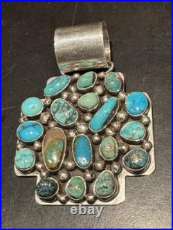 Truly Lovely Rare Ella Peter Navajo Vintage Natural Turquoise & Sterling Pendant