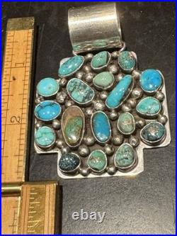 Truly Lovely Rare Ella Peter Navajo Vintage Natural Turquoise & Sterling Pendant