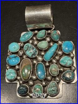 Truly Lovely Rare Ella Peter Navajo Vintage Natural Turquoise & Sterling Pendant