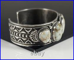 Turquoise Bracelet Navajo Sterling Silver Rare Carico Lake Row Andy Cadman