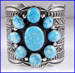 Turquoise Cluster Navajo Sterling Silver Bracelet Rare Web Kingman Andy Cadman