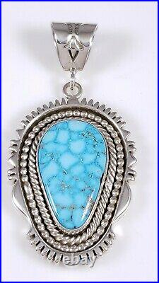 Turquoise Navajo Sterling Silver Pendant Rare Water Web Kingman By Ned Nez