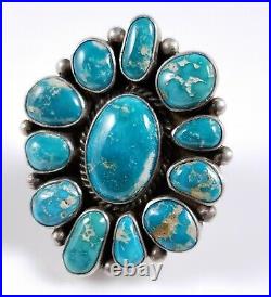 Turquoise Navajo Sterling Silver Ring Rare Gem Grade Fox Handmade Donovan Cadman