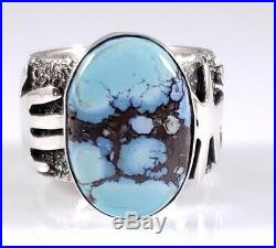 Turquoise Sterling Silver Navajo Ring Rare Golden Hill Handmade By Alex Sanchez