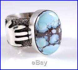 Turquoise Sterling Silver Navajo Ring Rare Golden Hill Handmade By Alex Sanchez