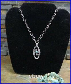 Uber Rare Navajo Sterling Whirling Log Snake Turquoise Pendant Necklace Old Pawn