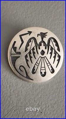 Ultra Rare Alde Qumyintewa Hopi Sterling Silver Overlay PIN/BROOCH Mythical Bird
