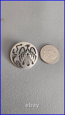 Ultra Rare Alde Qumyintewa Hopi Sterling Silver Overlay PIN/BROOCH Mythical Bird