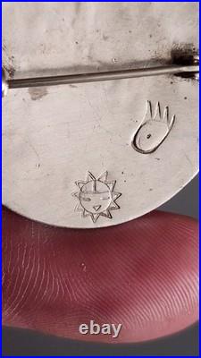 Ultra Rare Alde Qumyintewa Hopi Sterling Silver Overlay PIN/BROOCH Mythical Bird