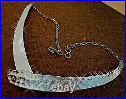 Ultra Rare Sterling Silver Native American J. A. Calabaza Hand Hammered Necklace