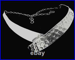 Ultra Rare Sterling Silver Native American J. A. Calabaza Hand Hammered Necklace