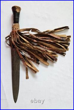 Unique Rare Antique Native American Knife Dagger Fringe