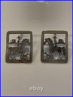VERY RARE Clarence Lee Navajo Cowboy On Horse With Dog Sterling Silver Handmade