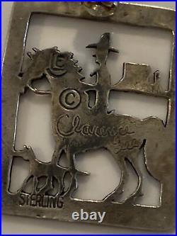 VERY RARE Clarence Lee Navajo Cowboy On Horse With Dog Sterling Silver Handmade
