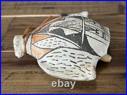 VERY RARE Native American Acoma Vintage Antique Pottery Bird Effigy Canteen