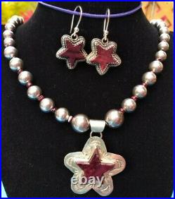 VERY RARESterling Silver Navajo Purple Spiney Oyster Star Necklace and Earrings