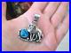 VINTAGE-NAVAJO-Wolf-Pendant-Sterling-Silver-Turquoise-Running-Bear-RB-3D-RARE-01-dba