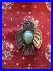 VINTAGE-Navajo-Thinderbird-pin-with-Turquois-Stone-Super-RARE-1930-S-01-rubm