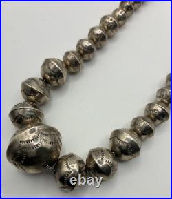VINTAGE OLD PAWN NATIVE AMERICAN STERLING SILVER Navajo Pearls Necklace, RARE