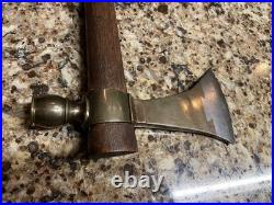 VINTAGE RARE & COMPLETE INDIAN BRASS & DOVETAILED STEEL, PIPE smoke TOMAHAWK
