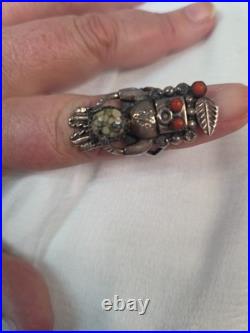 VINTAGE RARE native american kachina ring silver Size 7