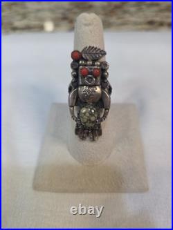 VINTAGE RARE native american kachina ring silver Size 7