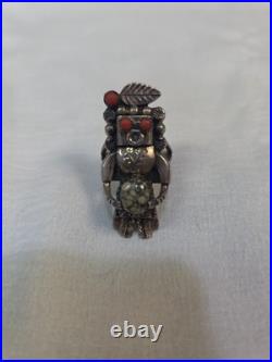 VINTAGE RARE native american kachina ring silver Size 7