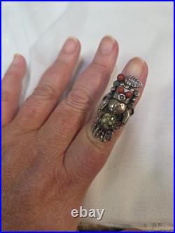 VINTAGE RARE native american kachina ring silver Size 7