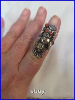 VINTAGE RARE native american kachina ring silver Size 7