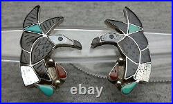 VINTAGE Zuni Indian CARLENE LEEKITY Bald Eagle Necklace Earrings Ring VERY RARE