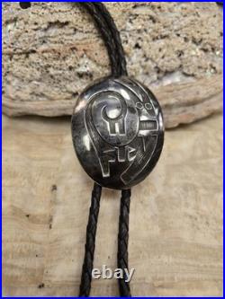 VTG Kachina Bolo By Hopi Artisan C Day, Sterling Silver Overlay. Rare