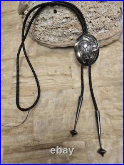VTG Kachina Bolo By Hopi Artisan C Day, Sterling Silver Overlay. Rare