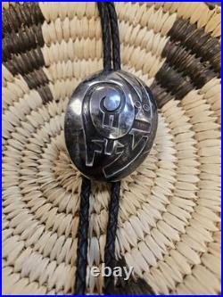 VTG Kachina Bolo By Hopi Artisan C Day, Sterling Silver Overlay. Rare