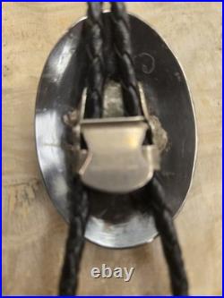 VTG Kachina Bolo By Hopi Artisan C Day, Sterling Silver Overlay. Rare