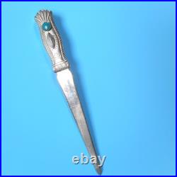 VTG Native American Navajo Letter Opener Sterling Silver Turquoise Stone RARE