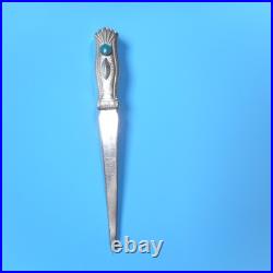 VTG Native American Navajo Letter Opener Sterling Silver Turquoise Stone RARE