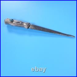 VTG Native American Navajo Letter Opener Sterling Silver Turquoise Stone RARE
