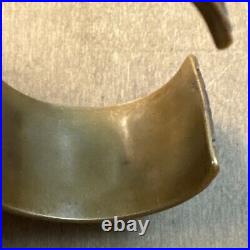 VTG Native American Signed Southwestern Army Vietnam, Stone Copper Cuff  Rare