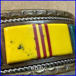 VTG Native American Signed Southwestern Army Vietnam, Stone Copper Cuff  Rare