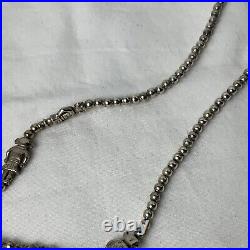 VTG Native American Sterling Silver Navajo Pearls Kachina Dancer Necklace Rare