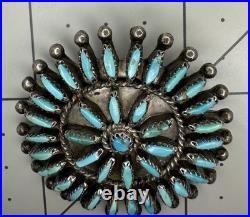 VTG Old Pawn Native American Turquoise Needle Point Sterling Silver Brooch Rare