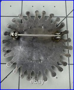 VTG Old Pawn Native American Turquoise Needle Point Sterling Silver Brooch Rare