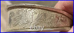 VTG RARE 1945 Navajo Native American 925 Sterling Storyteller Bracelet 54g